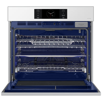 Samsung Bespoke NV51CB700S12AA Single Wall Oven, 30 inch Exterior Width, Convection, Self Clean, 5.1 cu. ft. Capacity, Temperature Probe, Wifi Enabled, Air Fry, White colour AlI Pro Cooking, Air Fry, Push-to-Open Door, FlexDuo