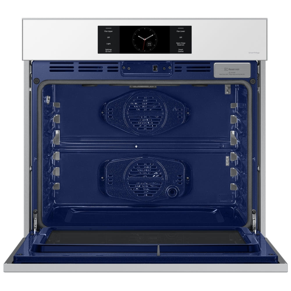 Samsung Bespoke NV51CB700S12AA Single Wall Oven, 30 inch Exterior Width, Convection, Self Clean, 5.1 cu. ft. Capacity, Temperature Probe, Wifi Enabled, Air Fry, White colour AlI Pro Cooking, Air Fry, Push-to-Open Door, FlexDuo