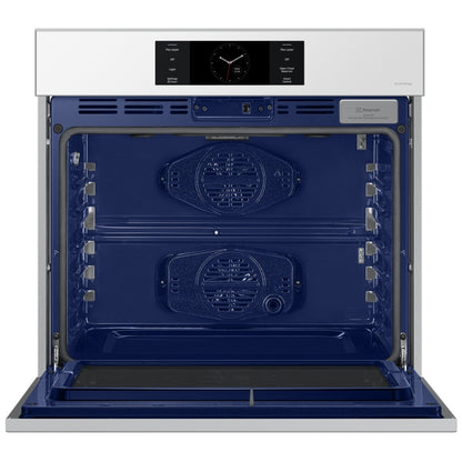 Samsung Bespoke NV51CB700S12AA Single Wall Oven, 30 inch Exterior Width, Convection, Self Clean, 5.1 cu. ft. Capacity, Temperature Probe, Wifi Enabled, Air Fry, White colour AlI Pro Cooking, Air Fry, Push-to-Open Door, FlexDuo