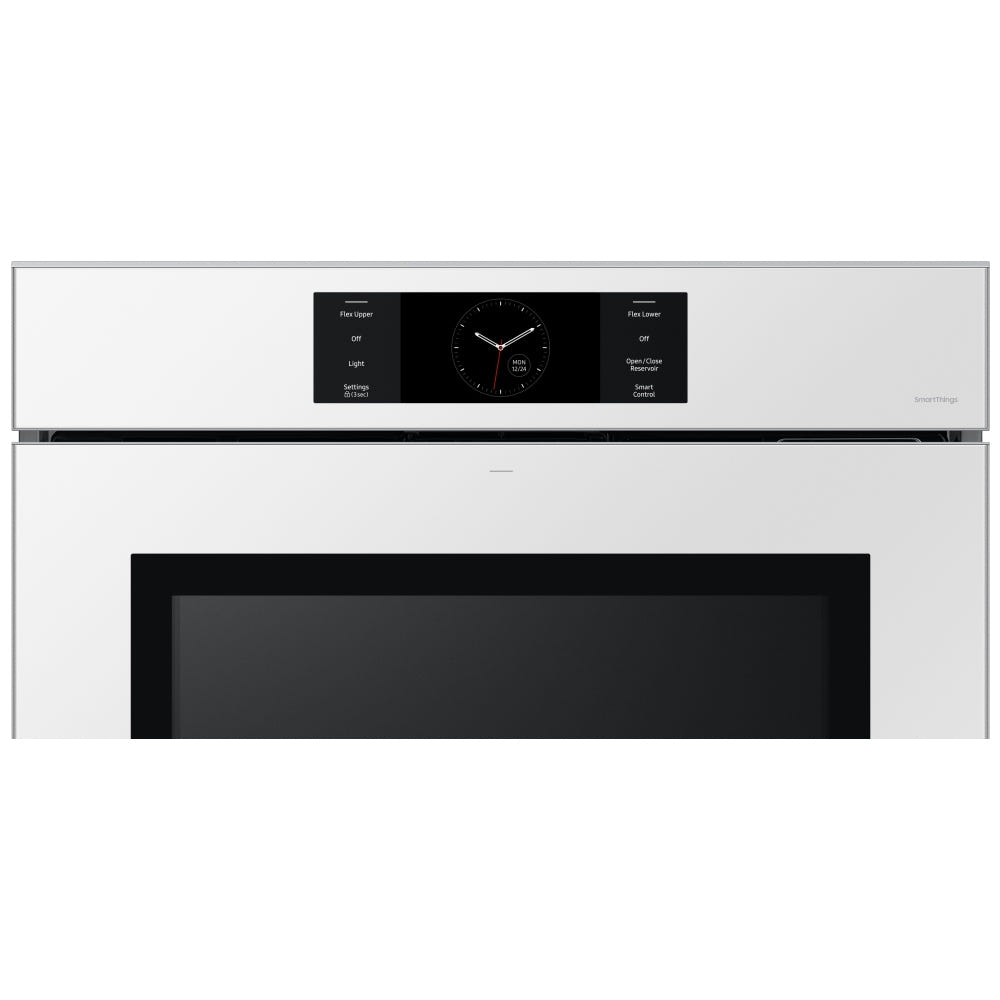 Samsung Bespoke NV51CB700S12AA Single Wall Oven, 30 inch Exterior Width, Convection, Self Clean, 5.1 cu. ft. Capacity, Temperature Probe, Wifi Enabled, Air Fry, White colour AlI Pro Cooking, Air Fry, Push-to-Open Door, FlexDuo