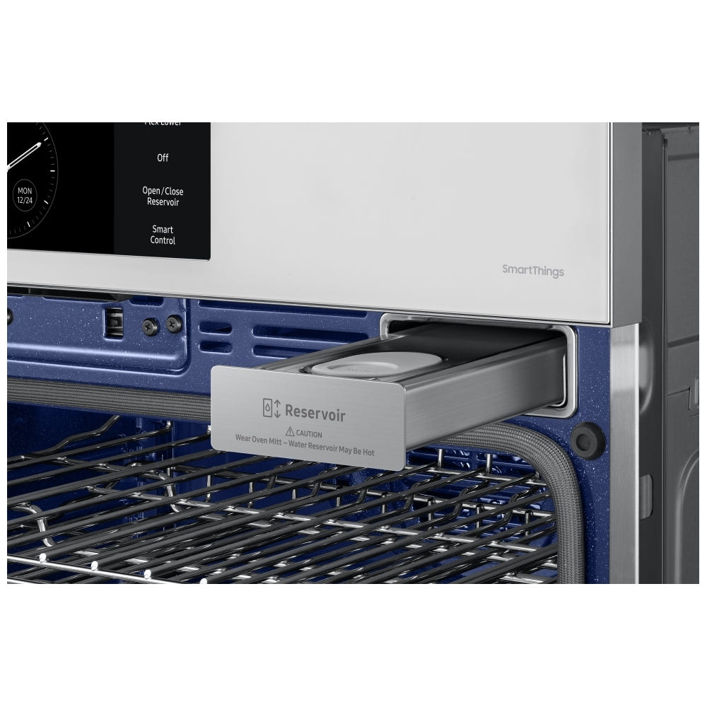 Samsung Bespoke NV51CB700S12AA Single Wall Oven, 30 inch Exterior Width, Convection, Self Clean, 5.1 cu. ft. Capacity, Temperature Probe, Wifi Enabled, Air Fry, White colour AlI Pro Cooking, Air Fry, Push-to-Open Door, FlexDuo