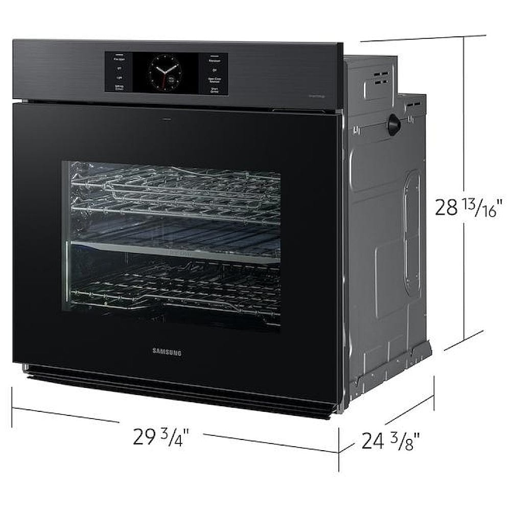 Samsung Bespoke NV51CG700SMTAA Single Wall Oven, 30 inch Exterior Width, Convection, Self Clean, 5.1 cu. ft. Capacity, Temperature Probe, Wifi Enabled, Air Fry, Black Matte Steel colour AlI Pro Cooking, Air Fry, Push-to-Open Door, FlexDuo