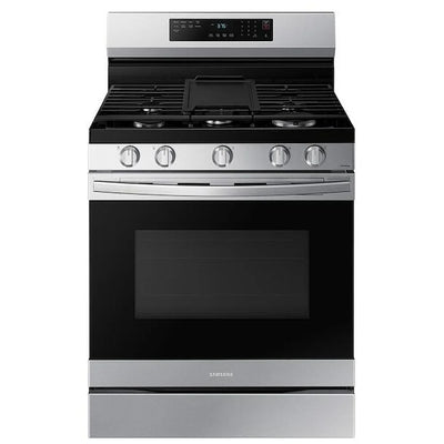 Samsung NX60A6511SS - NX60A6511SS/AA Gas Range, 6 cu. ft. Capacity, 30 inch Exterior Width, Self Clean, Convection, 5 Burners, Storage Drawer, Air Fry, 18,000 BTU Highest Burner, Stainless Steel colour