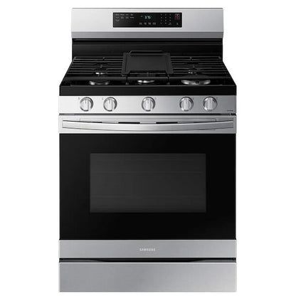 Samsung NX60A6511SS - NX60A6511SS/AA Gas Range, 6 cu. ft. Capacity, 30 inch Exterior Width, Self Clean, Convection, 5 Burners, Storage Drawer, Air Fry, 18,000 BTU Highest Burner, Stainless Steel colour