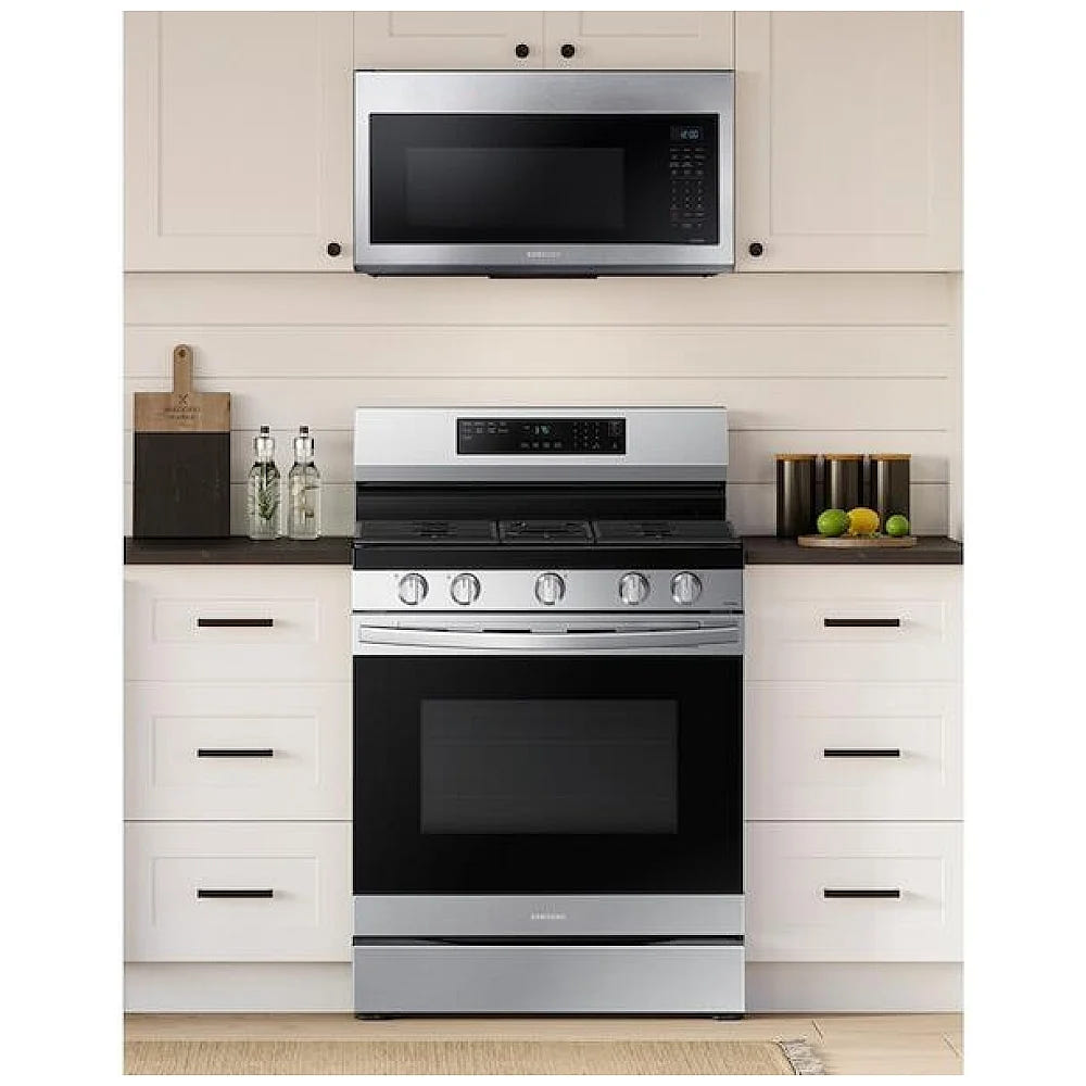 Samsung NX60A6511SS - NX60A6511SS/AA Gas Range, 6 cu. ft. Capacity, 30 inch Exterior Width, Self Clean, Convection, 5 Burners, Storage Drawer, Air Fry, 18,000 BTU Highest Burner, Stainless Steel colour