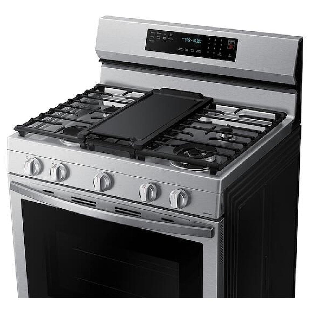 Samsung NX60A6711SS - NX60A6711SS/AA Gas Range, 6 cu. ft. Capacity, 30 inch Exterior Width, Self Clean, True Convection, 5 Burners, Storage Drawer, Air Fry, 18,000 BTU Highest Burner, Stainless Steel colour