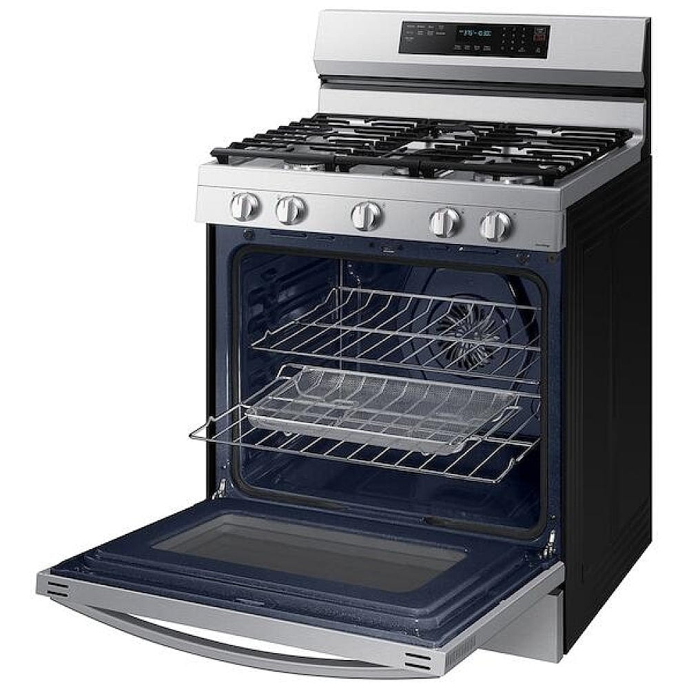 Samsung NX60A6711SS - NX60A6711SS/AA Gas Range, 6 cu. ft. Capacity, 30 inch Exterior Width, Self Clean, True Convection, 5 Burners, Storage Drawer, Air Fry, 18,000 BTU Highest Burner, Stainless Steel colour