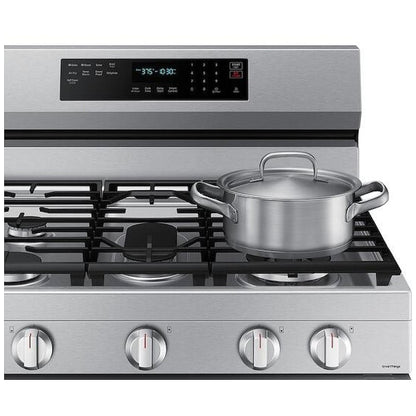 Samsung NX60A6711SS - NX60A6711SS/AA Gas Range, 6 cu. ft. Capacity, 30 inch Exterior Width, Self Clean, True Convection, 5 Burners, Storage Drawer, Air Fry, 18,000 BTU Highest Burner, Stainless Steel colour
