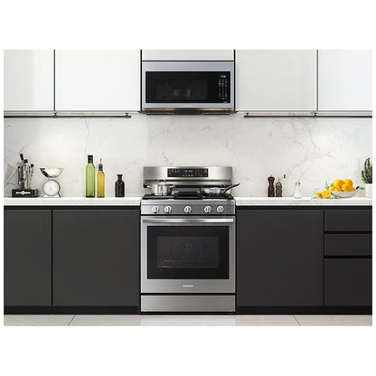 Samsung NX60A6711SS - NX60A6711SS/AA Gas Range, 6 cu. ft. Capacity, 30 inch Exterior Width, Self Clean, True Convection, 5 Burners, Storage Drawer, Air Fry, 18,000 BTU Highest Burner, Stainless Steel colour
