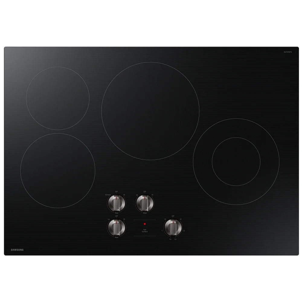 Samsung NZ30FG5332RKAA Electric Cooktop, 30 inch Exterior Width, 4 Burners, 2,500 Watts Highest Burner Element, Black colour