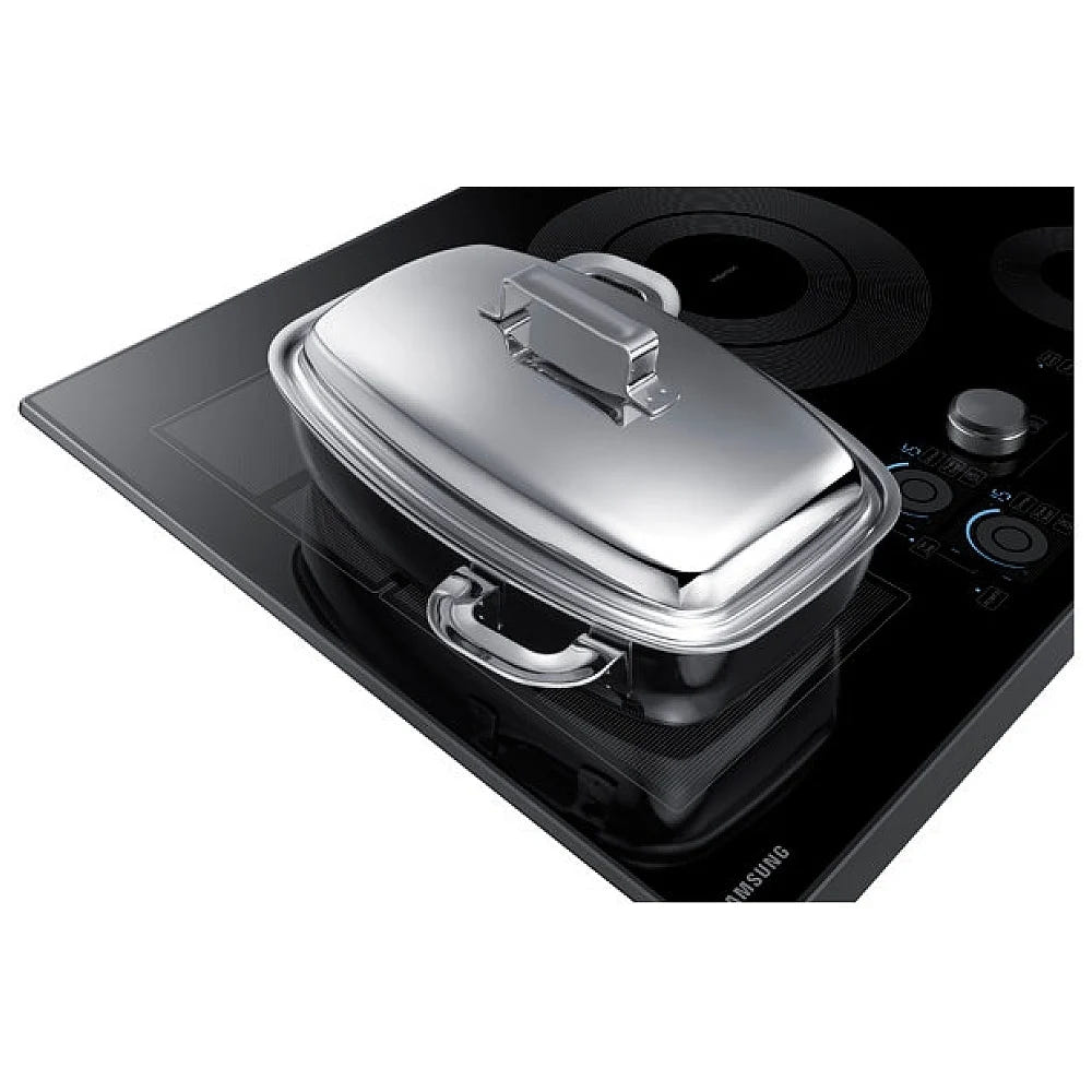 Samsung NZ36K7880UG Induction Cooktop, 36 inch Exterior Width, 5 Burners, 4,800 Watts Highest Burner Element, Black colour Virtual Flame