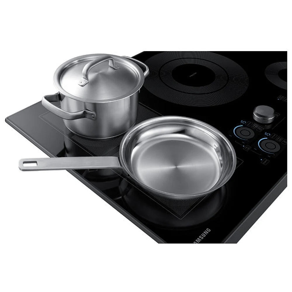 Samsung NZ36K7880UG Induction Cooktop, 36 inch Exterior Width, 5 Burners, 4,800 Watts Highest Burner Element, Black colour Virtual Flame