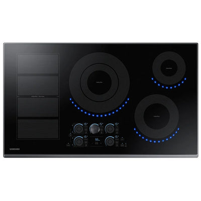 Samsung NZ36K7880UG Induction Cooktop, 36 inch Exterior Width, 5 Burners, 4,800 Watts Highest Burner Element, Black colour Virtual Flame