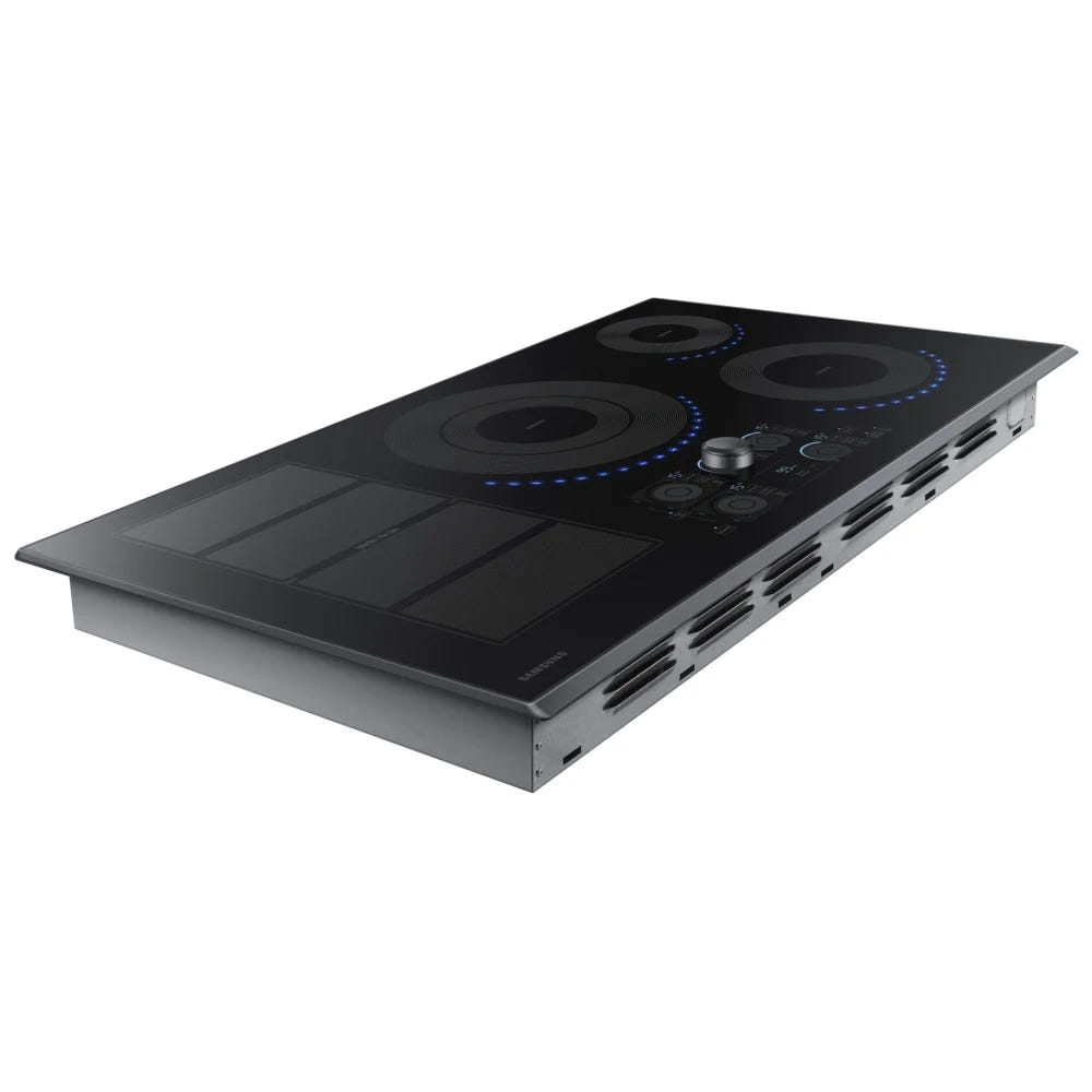 Samsung NZ36K7880UG Induction Cooktop, 36 inch Exterior Width, 5 Burners, 4,800 Watts Highest Burner Element, Black colour Virtual Flame