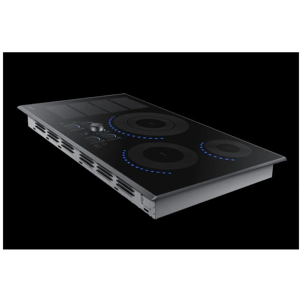 Samsung NZ36K7880UG Induction Cooktop, 36 inch Exterior Width, 5 Burners, 4,800 Watts Highest Burner Element, Black colour Virtual Flame