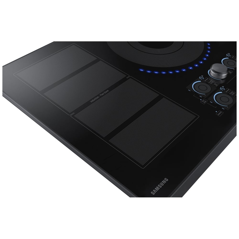 Samsung NZ36K7880UG Induction Cooktop, 36 inch Exterior Width, 5 Burners, 4,800 Watts Highest Burner Element, Black colour Virtual Flame
