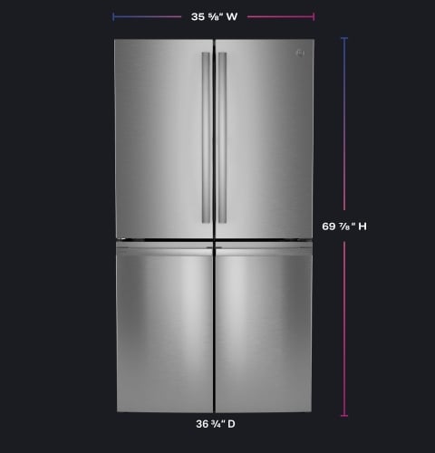 GE Profile PAD28BYTFS Bottom Freezer French Door Refrigerator, 36 inch Width, ENERGY STAR Certified, 28 cu. ft. Capacity, Water Dispenser (Interior), Ice Dispenser (Freezer Located), Stainless Steel colour