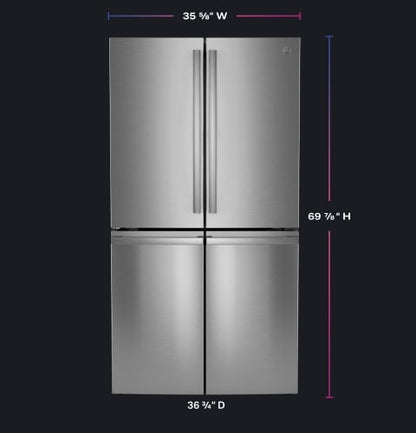 GE Profile PAD28BYTFS Bottom Freezer French Door Refrigerator, 36 inch Width, ENERGY STAR Certified, 28 cu. ft. Capacity, Water Dispenser (Interior), Ice Dispenser (Freezer Located), Stainless Steel colour