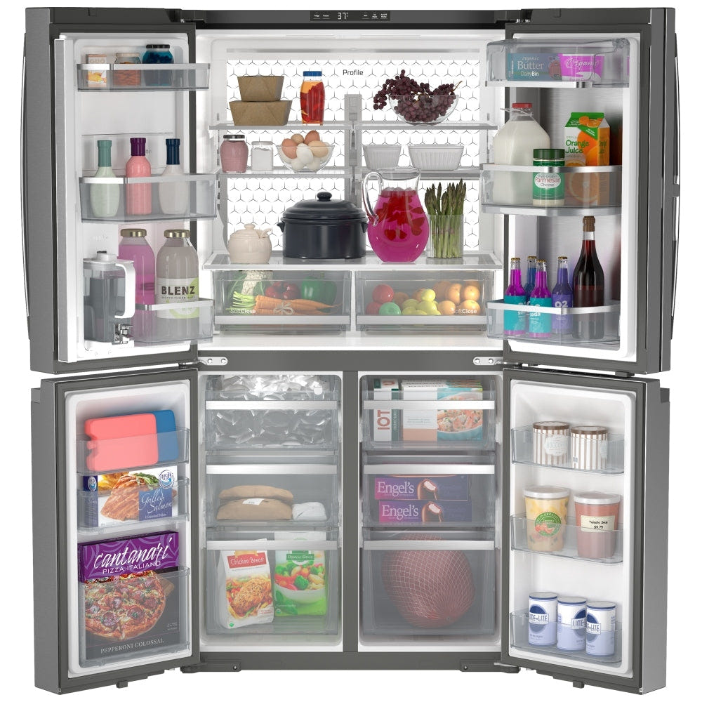 GE Profile PAD28BYTFS Bottom Freezer French Door Refrigerator, 36 inch Width, ENERGY STAR Certified, 28 cu. ft. Capacity, Water Dispenser (Interior), Ice Dispenser (Freezer Located), Stainless Steel colour