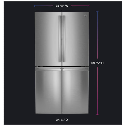 GE Profile PAD28BYTFS Bottom Freezer French Door Refrigerator, 36 inch Width, ENERGY STAR Certified, 28 cu. ft. Capacity, Water Dispenser (Interior), Ice Dispenser (Freezer Located), Stainless Steel colour