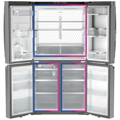 GE Profile PAD28BYTFS Bottom Freezer French Door Refrigerator, 36 inch Width, ENERGY STAR Certified, 28 cu. ft. Capacity, Water Dispenser (Interior), Ice Dispenser (Freezer Located), Stainless Steel colour