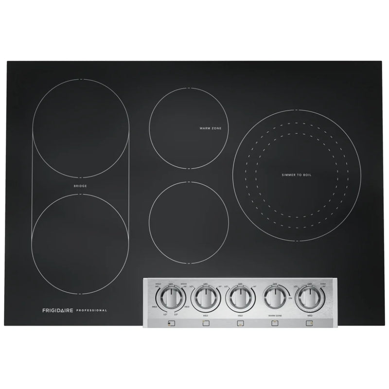 Frigidaire Professional PCCE3080AF Electric Cooktop, 30 inch Exterior Width, 5 Burners, 3,200 W Highest Element, Black Glass colour