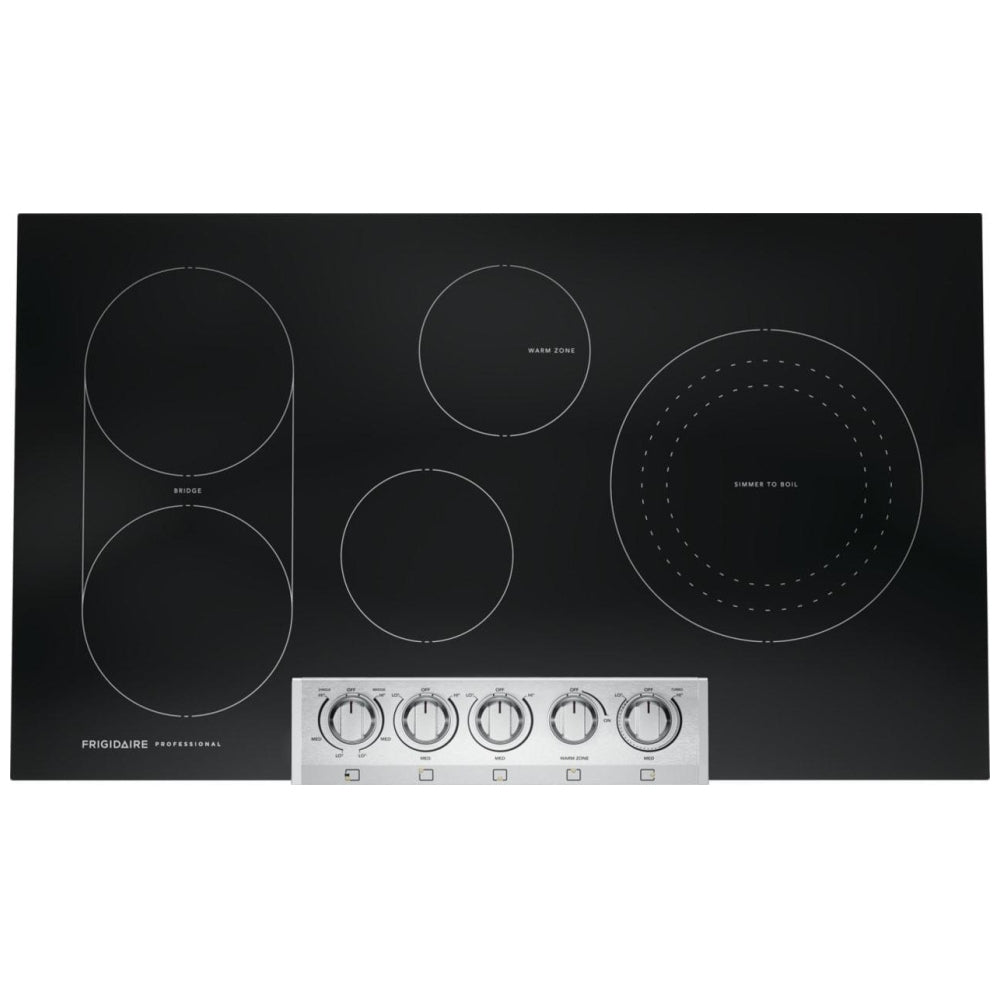Frigidaire Professional PCCE3680AF Electric Cooktop, 36 inch Exterior Width, 5 Burners, 3,200 W Highest Element, Black Glass colour