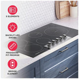 Frigidaire Professional PCCE3680AF Electric Cooktop, 36 inch Exterior Width, 5 Burners, 3,200 W Highest Element, Black Glass colour