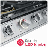 Frigidaire Professional PCCG3080AS Gas Cooktop, 30 inch Exterior Width, 5 Burners, 18,000 BTU Highest Burner, Stainless Steel colour