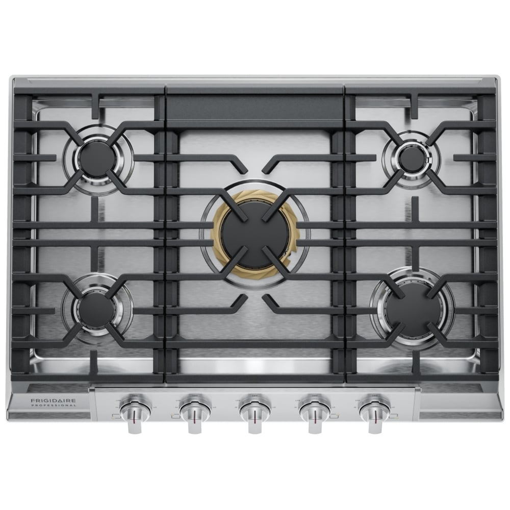 Frigidaire Professional PCCG3080AS Gas Cooktop, 30 inch Exterior Width, 5 Burners, 18,000 BTU Highest Burner, Stainless Steel colour