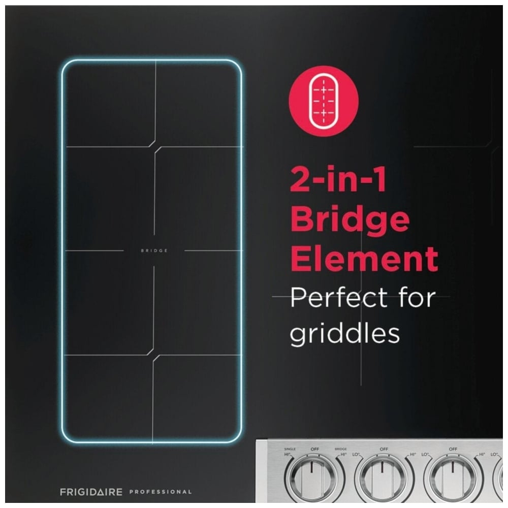 Frigidaire Professional PCCI3680AF Induction Cooktop, 36 inch Exterior Width, 5 Burners, Stainless Steel colour