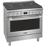 Frigidaire Professional PCFD3670AF Dual Fuel Range, 4.4 cu. ft. Capacity, 36 inch Exterior Width, Dual Fan True Convection, 6 Burners, Air Fry, Self Clean, Stainless Steel colour