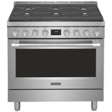 Frigidaire Professional PCFD3670AF Dual Fuel Range, 4.4 cu. ft. Capacity, 36 inch Exterior Width, Dual Fan True Convection, 6 Burners, Air Fry, Self Clean, Stainless Steel colour