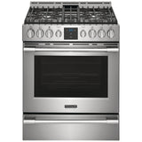 Frigidaire Professional PCFG3078AF Gas Range, 5.6 cu. ft. Capacity, 30 inch Exterior Width, Self Clean, Convection, 5 Burners, Storage Drawer, Air Fry, 18,000 BTU Highest Burner, Stainless Steel colour Air Fry tray included, True European Convection