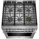 Frigidaire Professional PCFG3080AF Gas Range, 6 cu. ft. Capacity, 30 inch Exterior Width, Self Clean, Convection, 6 Burners, Yes, 18,000 BTU Highest Burner, Stainless Steel colour