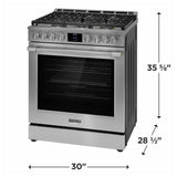 Frigidaire Professional PCFG3080AF Gas Range, 6 cu. ft. Capacity, 30 inch Exterior Width, Self Clean, Convection, 6 Burners, Yes, 18,000 BTU Highest Burner, Stainless Steel colour