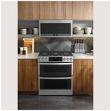 GE Profile PCGS960YPFS Gas Range, 6.7 cu. ft. Capacity, 30 inch Exterior Width, Self Clean, Convection, 5 Burners, Yes, 21,000 BTU Highest Burner, Double Oven, Stainless Steel colour