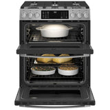GE Profile PCGS960YPFS Gas Range, 6.7 cu. ft. Capacity, 30 inch Exterior Width, Self Clean, Convection, 5 Burners, Yes, 21,000 BTU Highest Burner, Double Oven, Stainless Steel colour