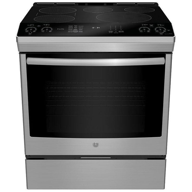 GE Profile PCHS920YMFS Induction Range, 5.3 cu. ft. Capacity, 30 inch Exterior Width, True Convection, 5 Burners, Storage Drawer, Yes, Self Clean, 3,700 W Highest Element, Stainless Steel colour