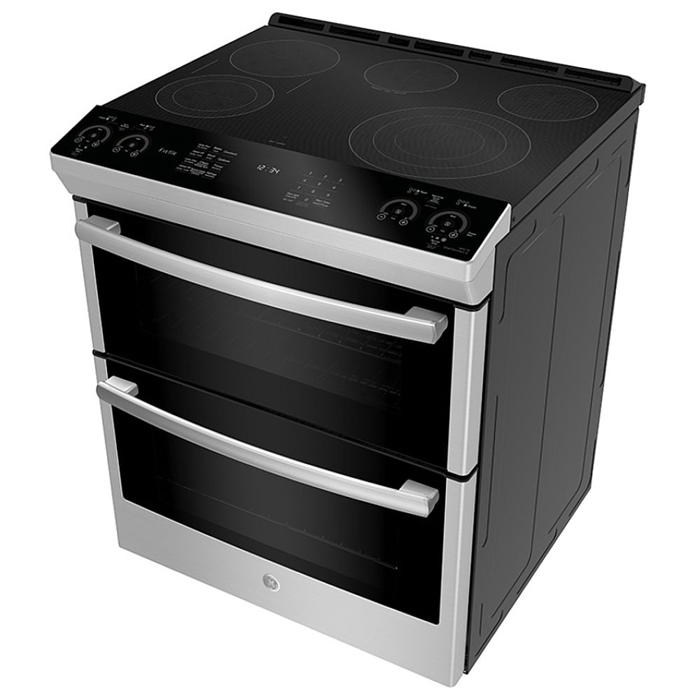 GE Profile PCS980YMFS Electric Range, 6.7 cu. ft. Capacity, 30 inch Exterior Width, True Convection, 5 Burners, Yes, Self Clean, Double Oven, 3,000 W Highest Element, Stainless Steel colour