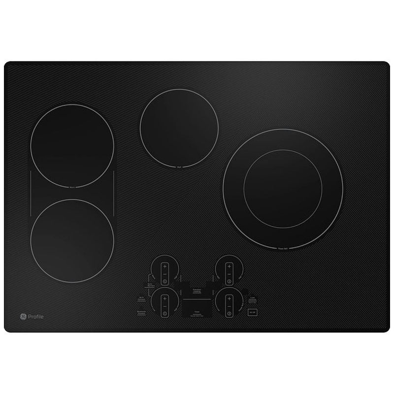 GE Profile PEP7030DTBB Electric Cooktop, 30 inch Exterior Width, 4 Burners, 3,100 W Highest Element, Black colour