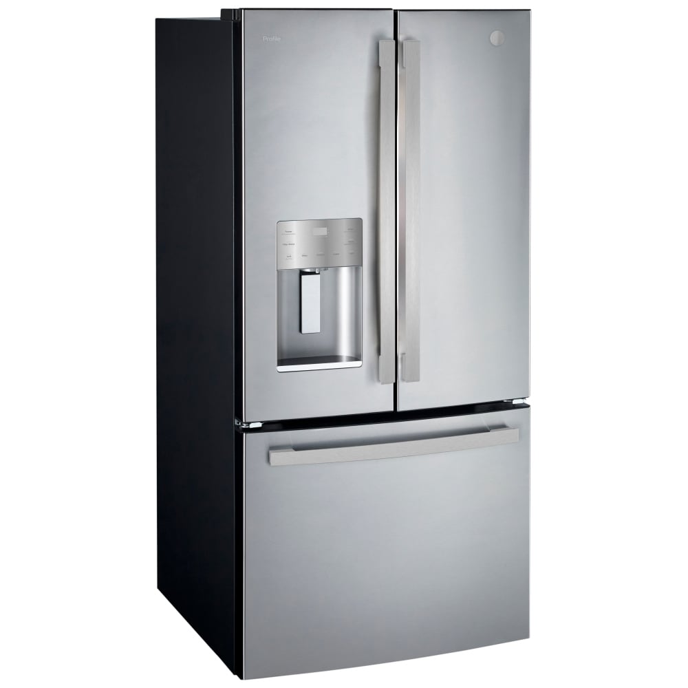 GE Profile PFE24HYRCFS Bottom Freezer French Door Refrigerator, 33 inch Width, 24.8 cu. ft. Capacity, Water Dispenser (Exterior), Ice Dispenser (Thru Door), ENERGY STAR Certified, Stainless Steel colour