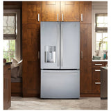 GE Profile PFE24HYRCFS Bottom Freezer French Door Refrigerator, 33 inch Width, 24.8 cu. ft. Capacity, Water Dispenser (Exterior), Ice Dispenser (Thru Door), ENERGY STAR Certified, Stainless Steel colour