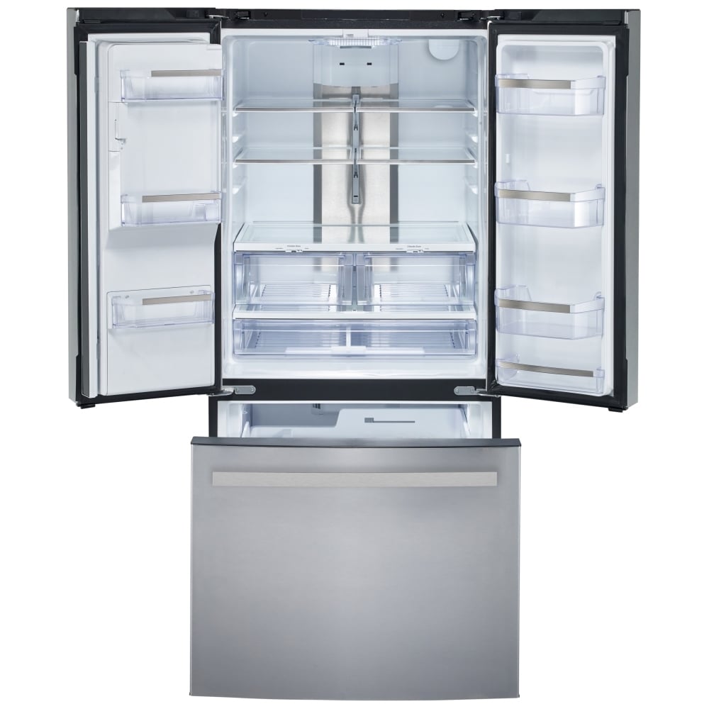 GE Profile PFE24HYRCFS Bottom Freezer French Door Refrigerator, 33 inch Width, 24.8 cu. ft. Capacity, Water Dispenser (Exterior), Ice Dispenser (Thru Door), ENERGY STAR Certified, Stainless Steel colour