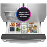 GE Profile PGE29BYTFS French Door Refrigerator, 36 inch Width, 28.7 cu. ft. Capacity, Water Dispenser (Interior), Ice Dispenser (Freezer Located), Stainless Steel colour