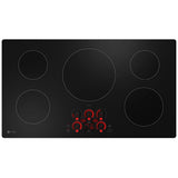 GE Profile PHP7036DTBB Induction Cooktop, 36 inch Exterior Width, 5 Burners, 3,700 W Highest Element, Black colour