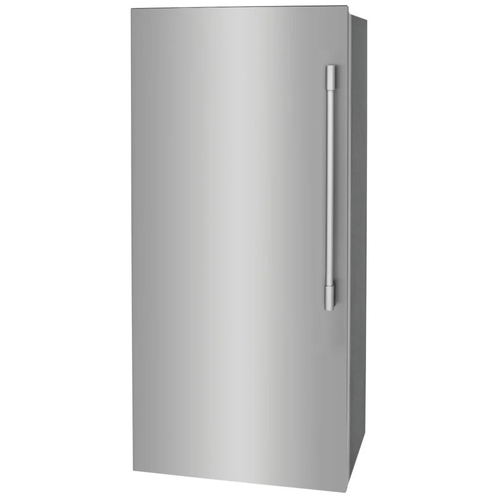 Frigidaire Professional PRDF1922AF 立式冷冻柜，32 7/8 英寸宽，18.6 立方英尺容量，自动，可逆门，内部照明（冷冻室），制冰机，不锈钢颜色