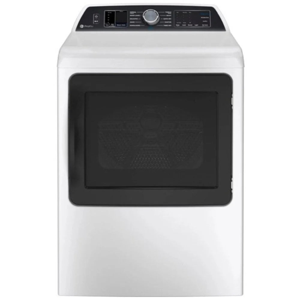 GE Profile PTD70EBMTWS Electric Dryer, 27 inch Width, 7.3 cu. ft. Capacity, Steam Clean, 5 Temperature Settings, White colour