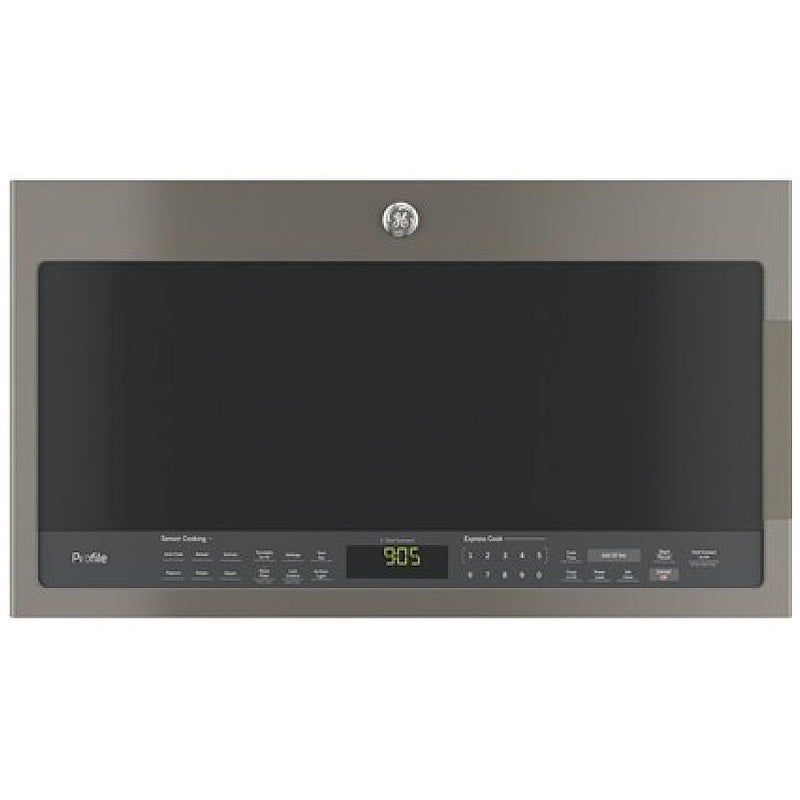 GE Profile PVM2188SLJC Over the Range Microwave, 30 inch Exterior Width, 2.1 cu. ft. Capacity, 400 CFM, 1,050 W Watts, Incandescent , Slate colour