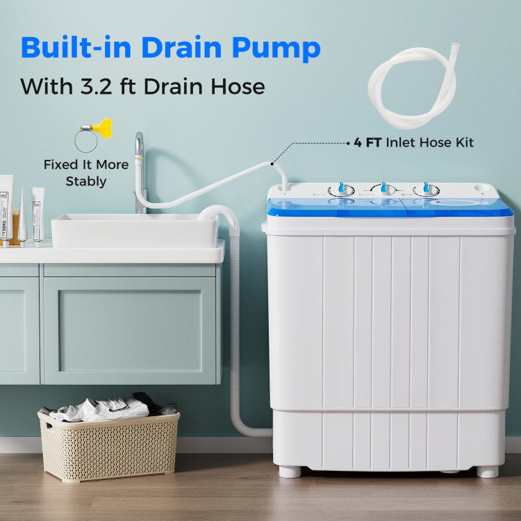 Costway 17" Portable Automatic Laundry Washing Machine with Drain Pump